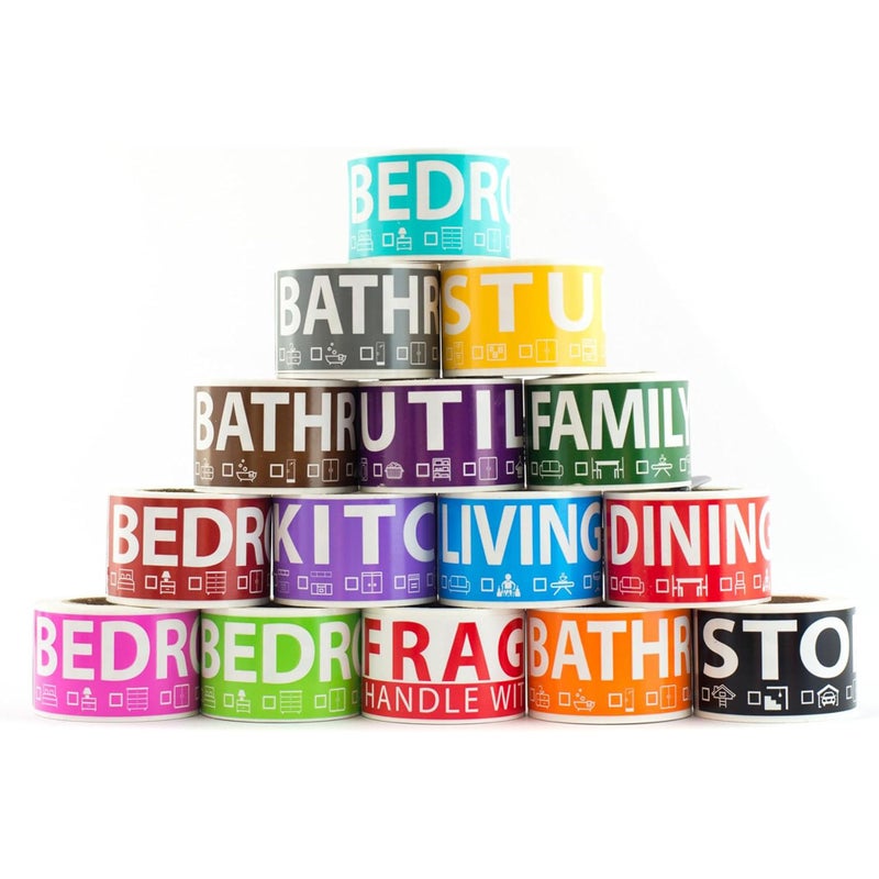 Tapes n More 750 Moving Labels for 4 Bedroom Home â€” Color-Coded Room Stickers & Fragile Labels for Boxes, Supplies, Wardrobe Boxes, Apartment & House Moves - Image 1